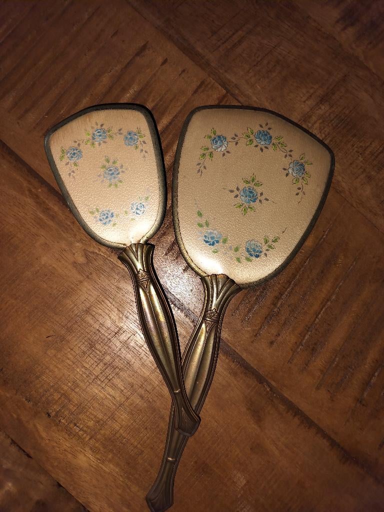 Antieke boudoir kapper-set, handspiegel & haarborstel, Ophalen of Verzenden, Overige vormen, Minder dan 50 cm, Minder dan 100 cm