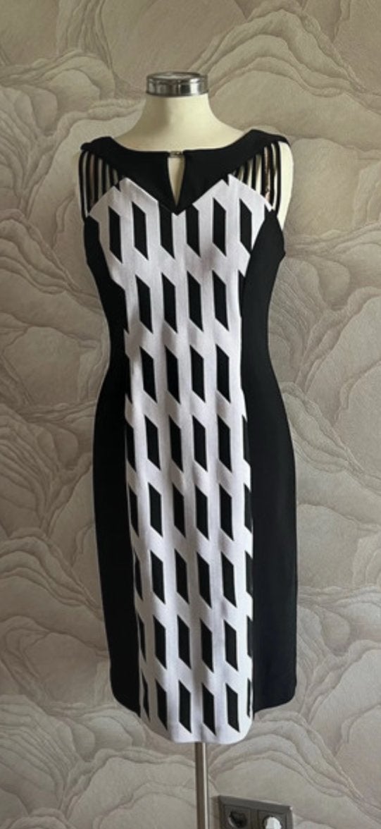 Joseph Ribkoff 40 jurk Zwart wit Kleedje jurkje, Kleding | Dames, Maat 38/40 (M), Zwart, Ophalen of Verzenden, Zo goed als nieuw