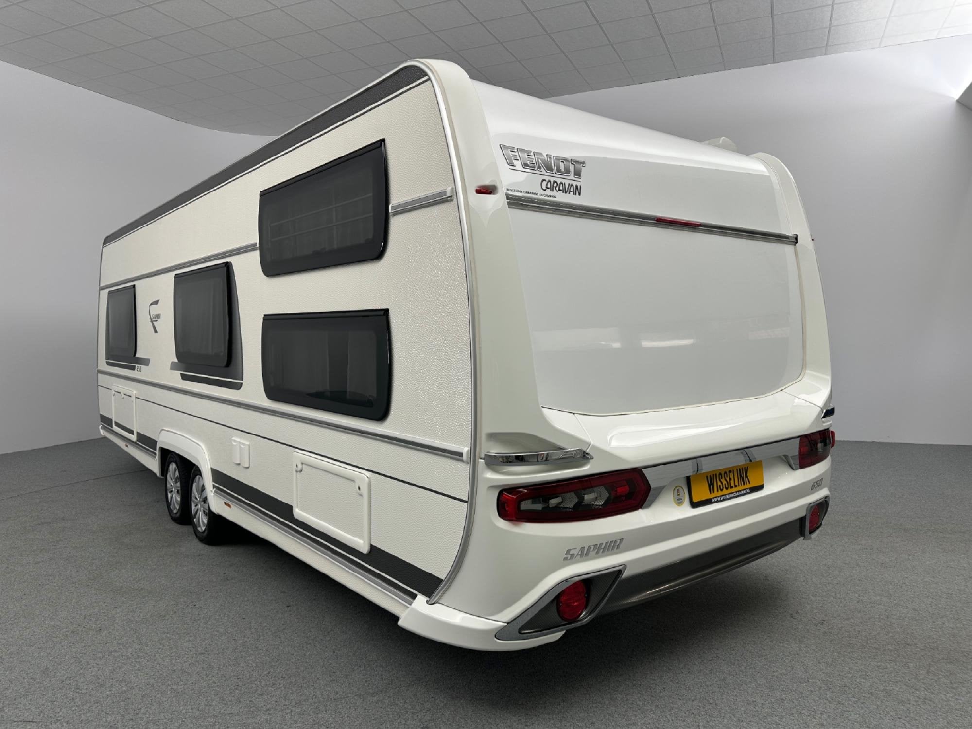 Fendt Saphir 650 SKM Levelsysteem Dakairco Cassetteluifel, Caravans en Kamperen, Dwars-stapelbed, Rondzit, Bedrijf, Hordeur