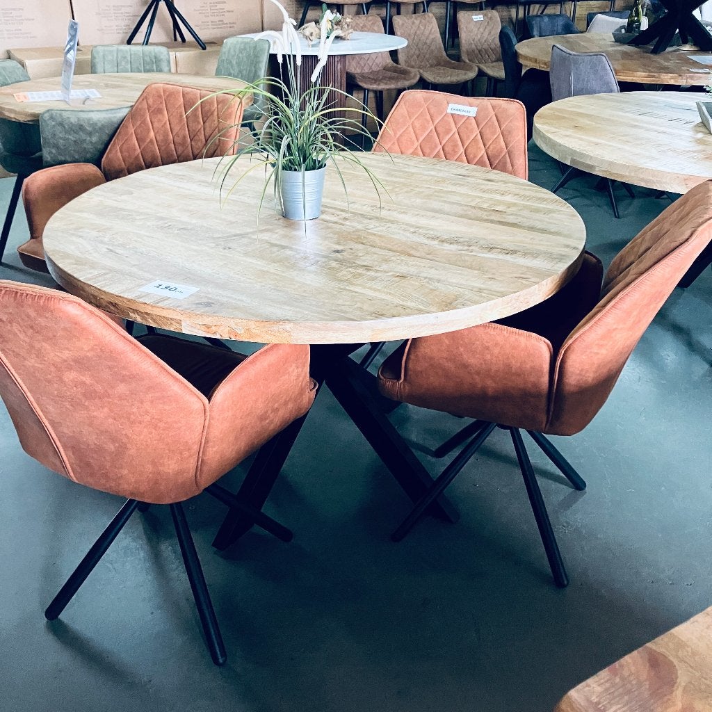 tafel en 4 eetkamerstoelen draaibaar COMPLETE SET NIEUW, Ophalen, Nieuw, Stof, Vier