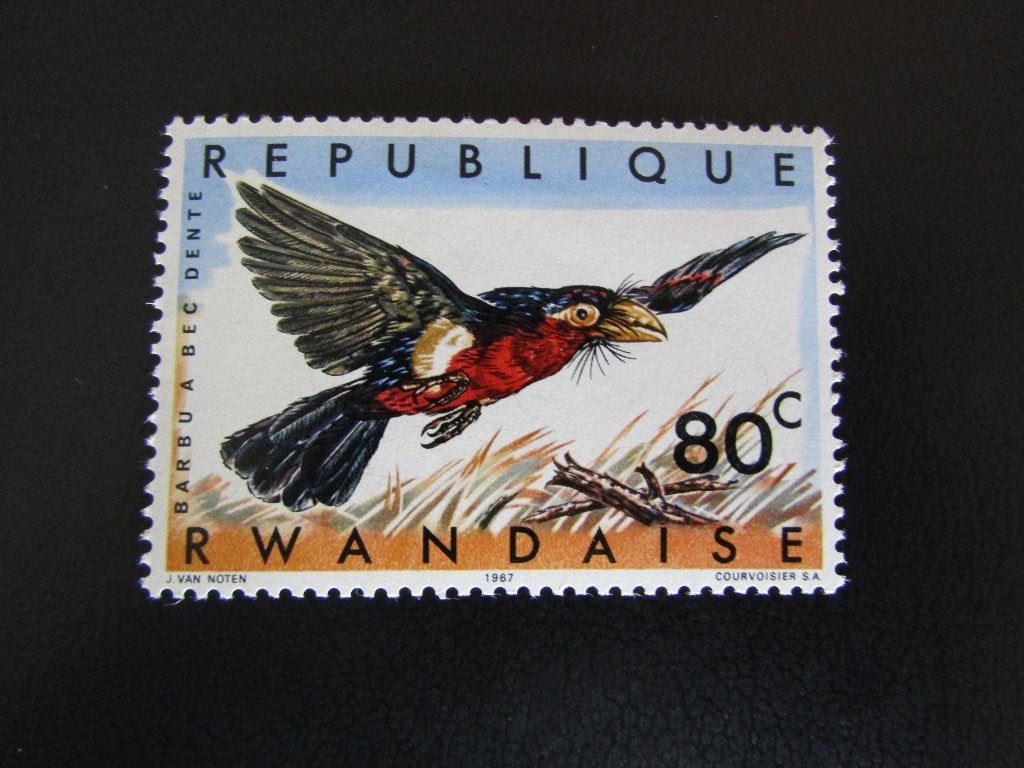 Postzegel Vogel: Taandbek Baardvogel uit Rwanda, Ophalen of Verzenden, Postfris, Dier of Natuur