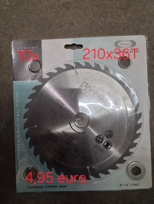 10 zaagbladen 210x36T widia tanden., Nieuw, Ophalen of Verzenden, 30 tot 70 mm, Lintzaag