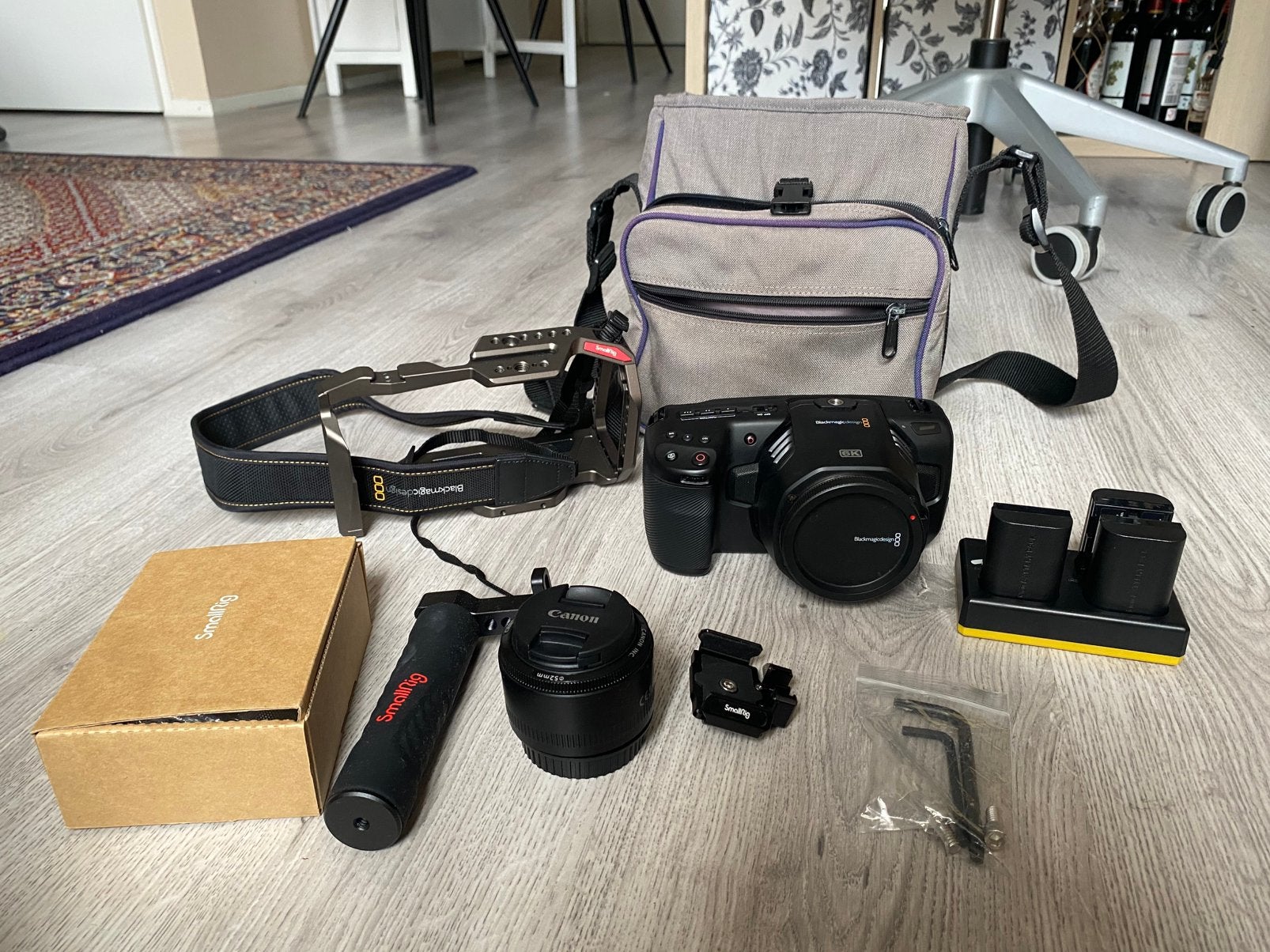 Blackmagic BMPCC 6K Cinema Camera Rig Kit, Ophalen, 21 megapixels, Handmatige focus, Zo goed als nieuw