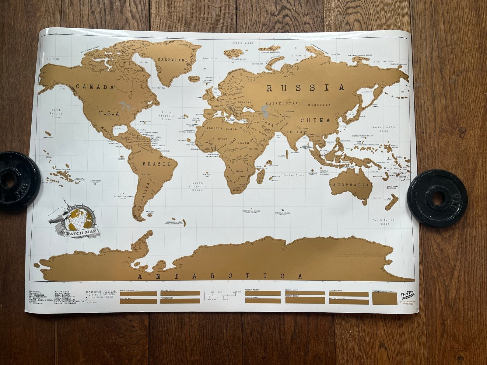 Wereldkaart Scratch Map - 60x80, Ophalen, Zo goed als nieuw