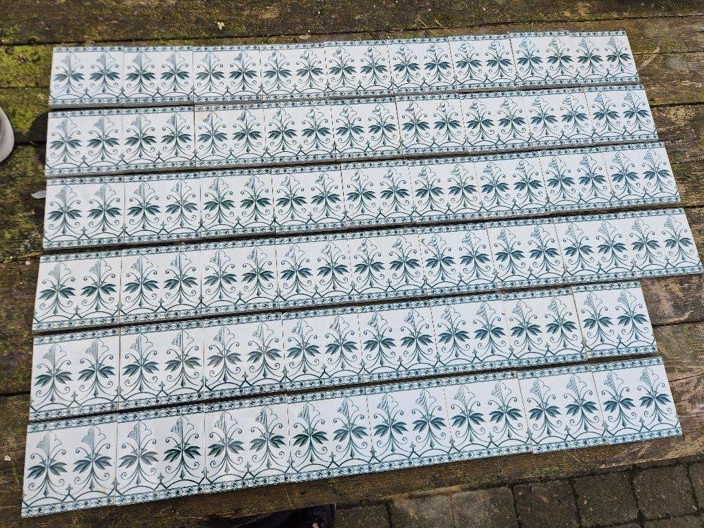 52 stuks Supergave antieke randtegel 12.1x12.1cm, Antiek en Kunst, Ophalen