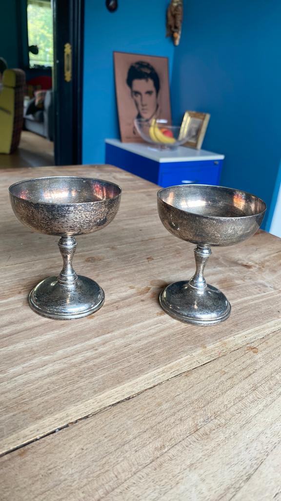 Cocktailcoupe verzilverd 2x, Antiek en Kunst, Antiek | Goud en Zilver, Ophalen