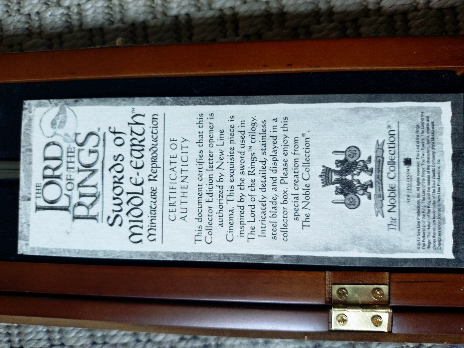 Lord of the Rings Zwaard Briefopener - The Noble Collection, Verzamelen, Ophalen of Verzenden, Zo goed als nieuw, Overige typen