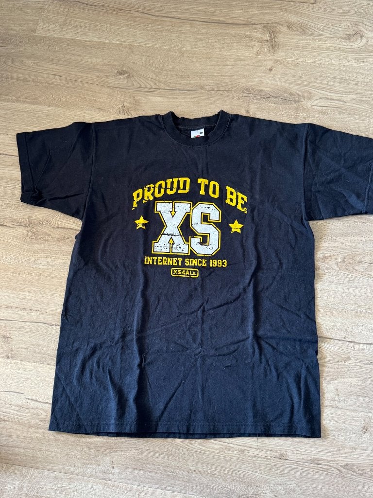 Proud to be XS4ALL T-shirt M zwart vintage collectorsitem, Kleding | Heren, T-shirts, Maat 48/50 (M), Zwart, Nieuw, Ophalen of Verzenden