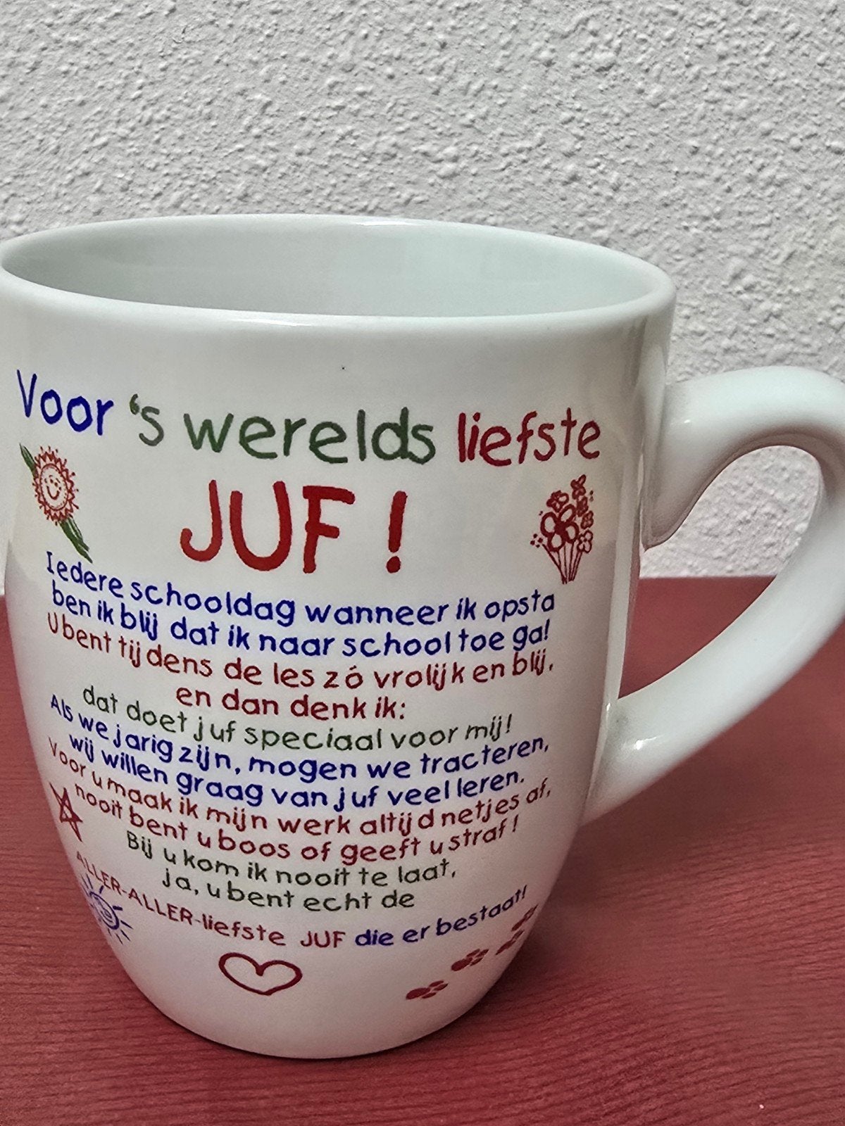 Grote XXL cadeau mok voor Juf – Volledig nieuw!, Nieuw, Ophalen of Verzenden, Overige stijlen, Kop(pen) en/of Schotel(s)