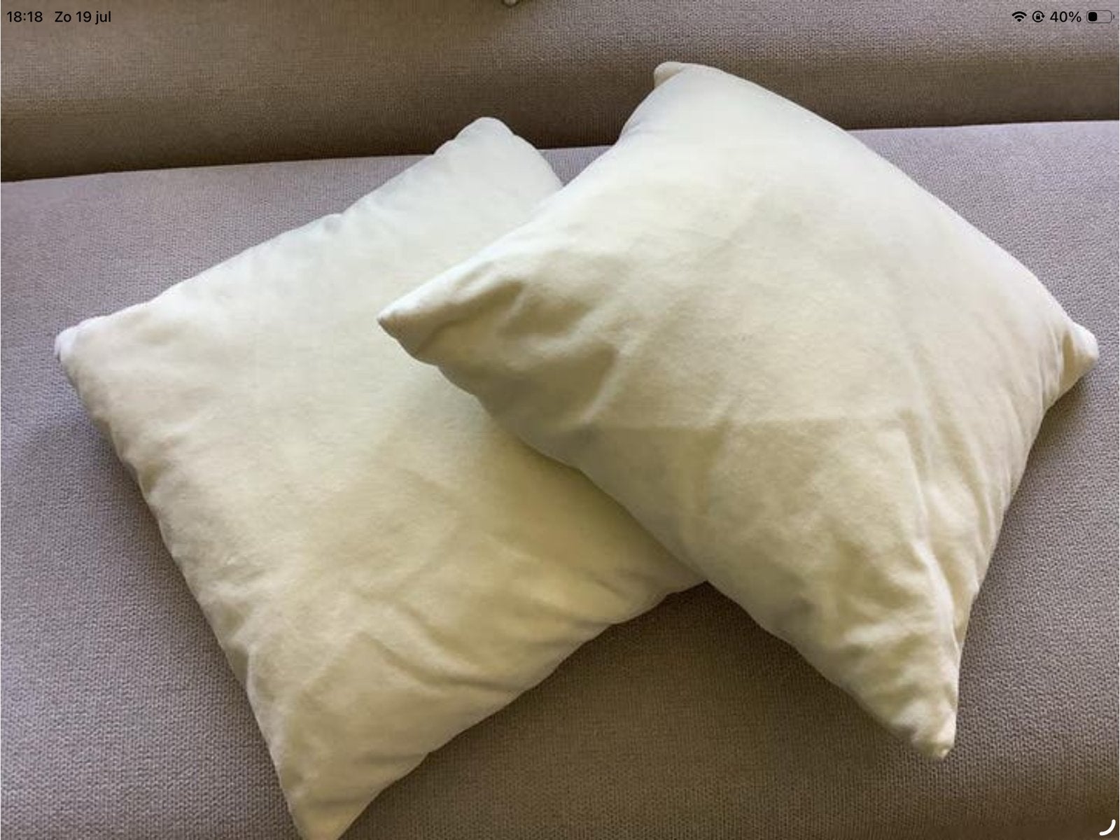Set van 5 lichtgele kussens met afritsbare hoezen, Gebruikt, Geel, Afneembare hoes, Vierkant