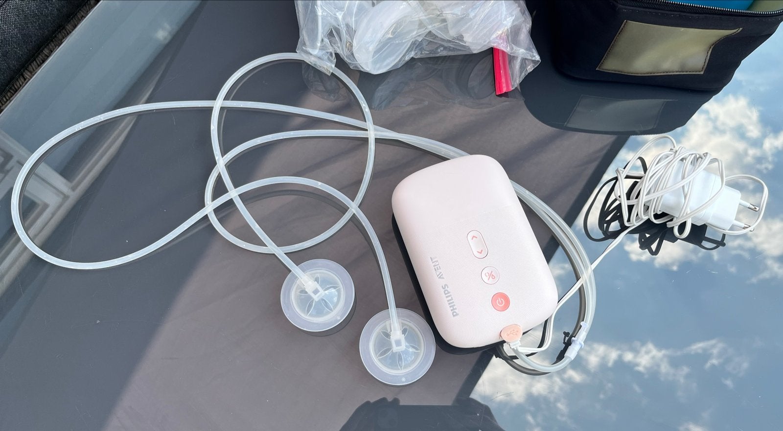 Philips Avent elektrische borstkolf met Medela koeltas & tas, Ophalen of Verzenden, Gebruikt
