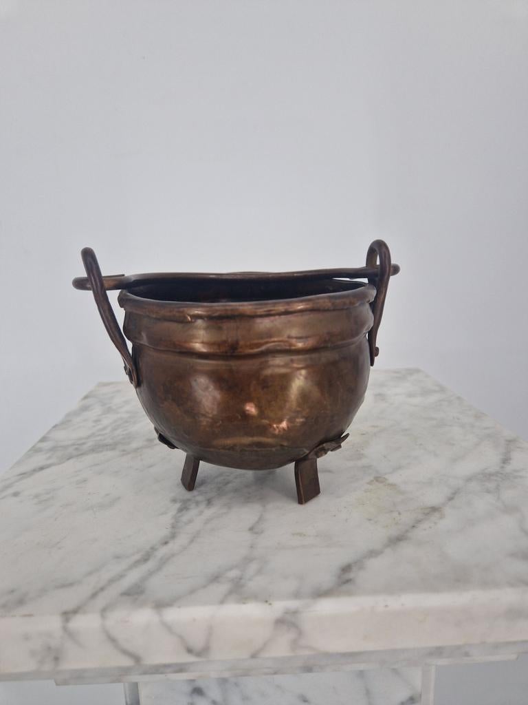 Antieke Mini Koperen Haardketel | Smeltketeltje | 3 Pootjes, Antiek en Kunst, Antiek | Koper en Brons, Ophalen of Verzenden