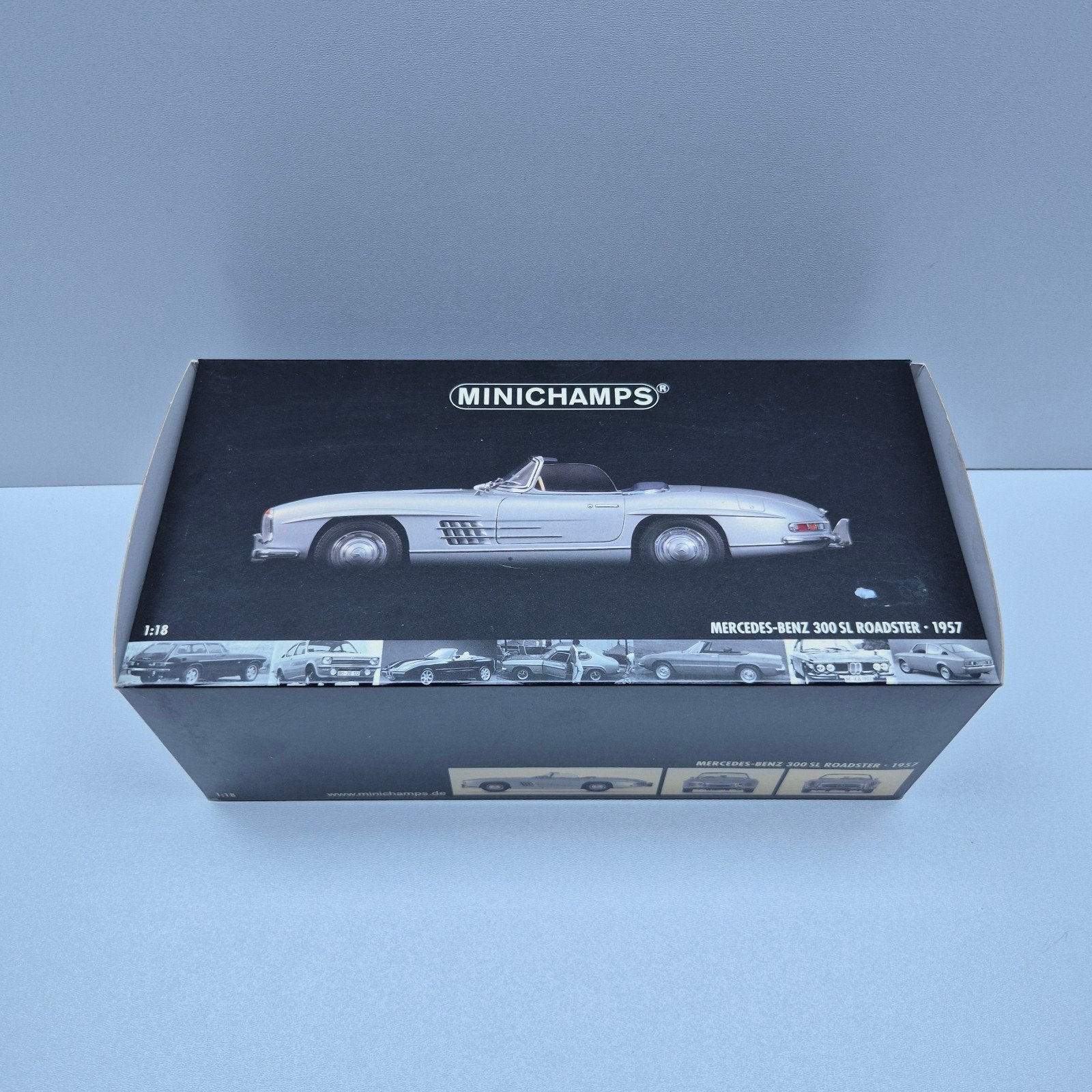 Minichamps Mercedes-Benz 300 SL Roadster 1957 Zilver 1:18, Minichamps, Auto, Minichamps GmbH & Co. KG, Aachen, Duitsland, Ophalen of Verzenden