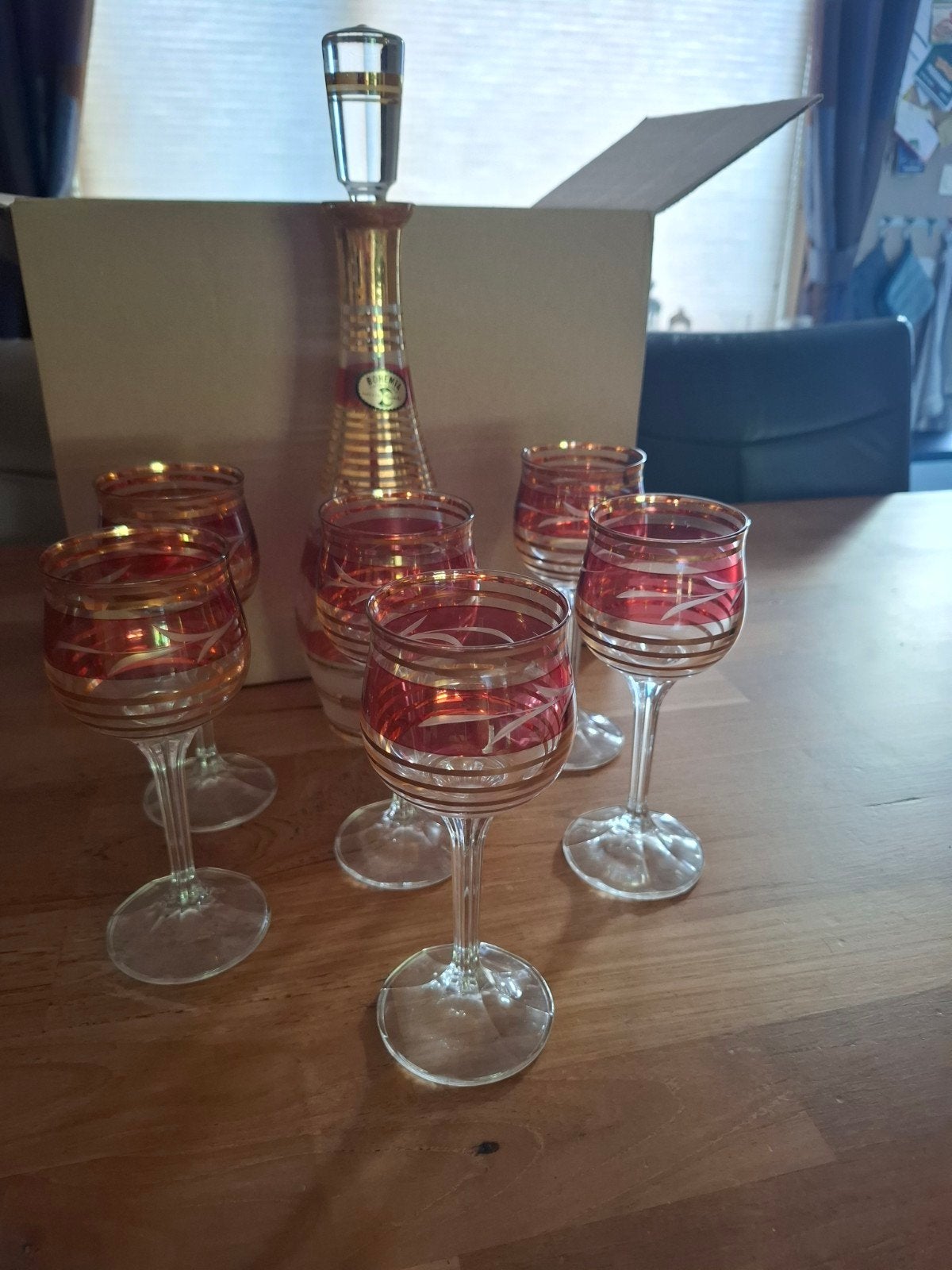 Bohemia kristallen karaf met 6 glazen, Ophalen