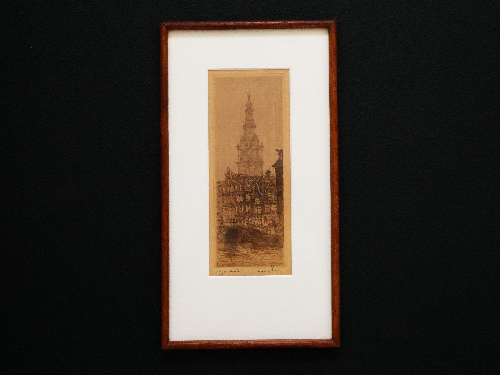 Originele ets Anton Pieck Zuiderkerktoren Amsterdam Gesign., Antiek en Kunst, Kunst | Etsen en Gravures, Ets, Stadsgezicht, 1900 - 1949