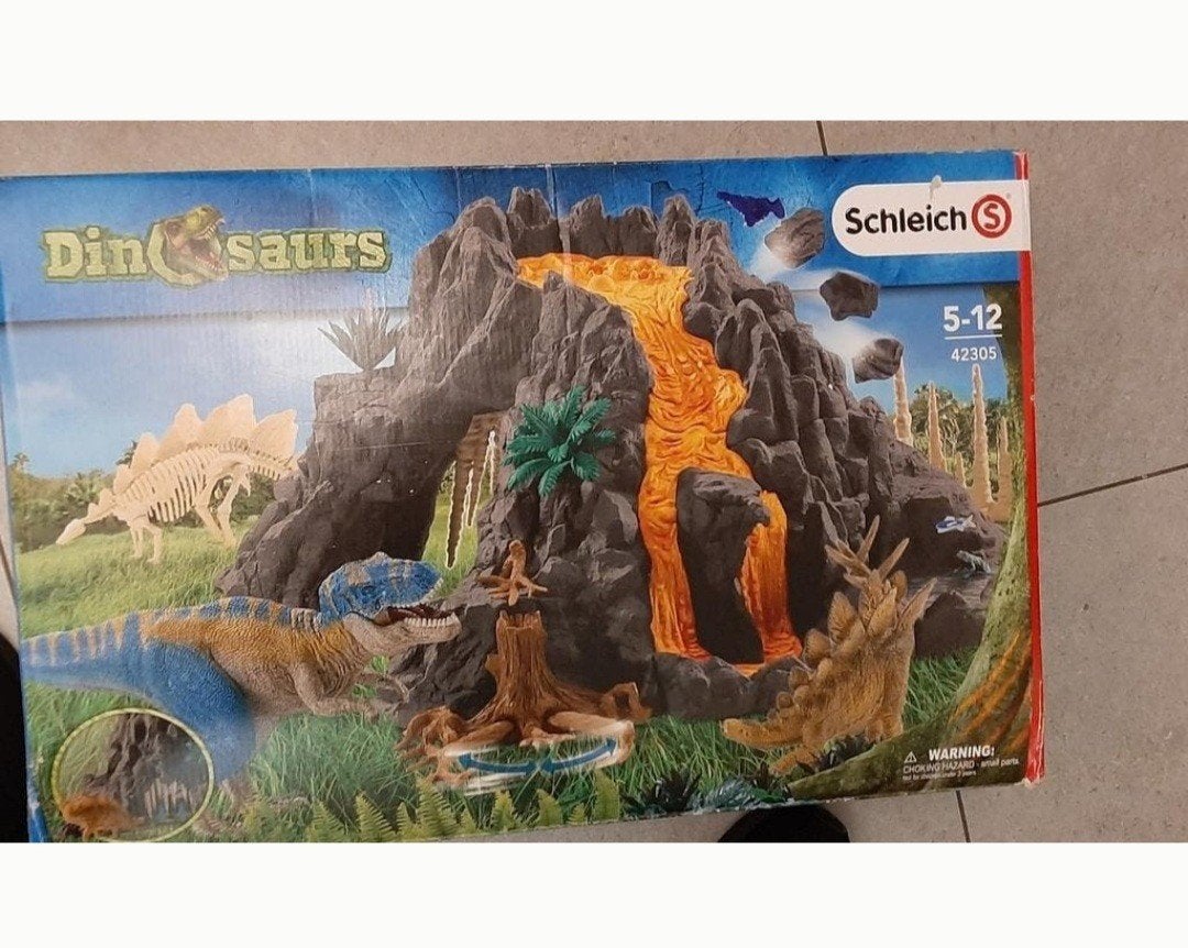 Schleich 42305 Dinosaurs Grote Vulkaan met T-Rex speelset. , Kinderen en Baby's, Speelgoed | Actiefiguren, Ophalen of Verzenden