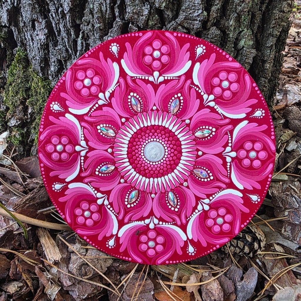 Handgeschilderde Mandala - Dotthings Kunst - 20cm, Ophalen of Verzenden