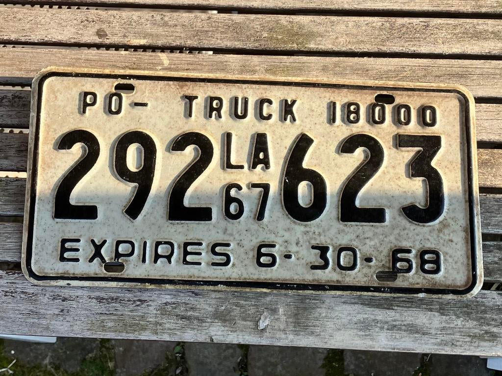 Vintage kentekenplaat nummerplaat Amerikaanse teuck, Verzamelen, Ophalen of Verzenden, Gebruikt, Auto's