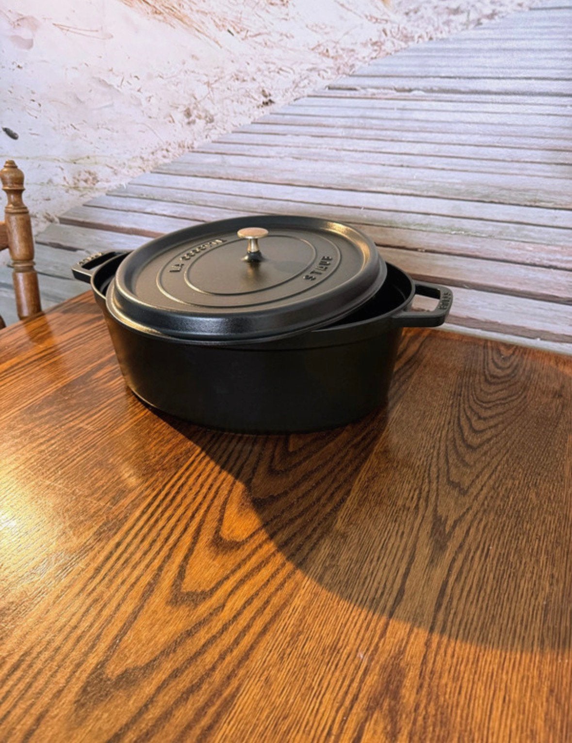 STAUB Ovale Cocotte -41 CM, Ophalen of Verzenden, Zo goed als nieuw, Gietijzer, Koekenpan of Braadpan