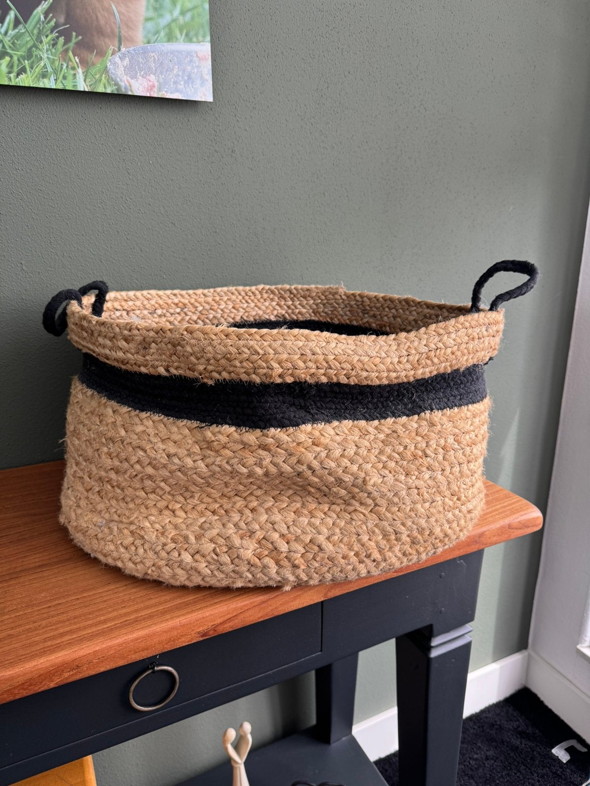 Mand Riviera Maison, Huis en Inrichting, Woonaccessoires | Schalen en Manden, Ophalen of Verzenden, Zo goed als nieuw, Rond, Riet