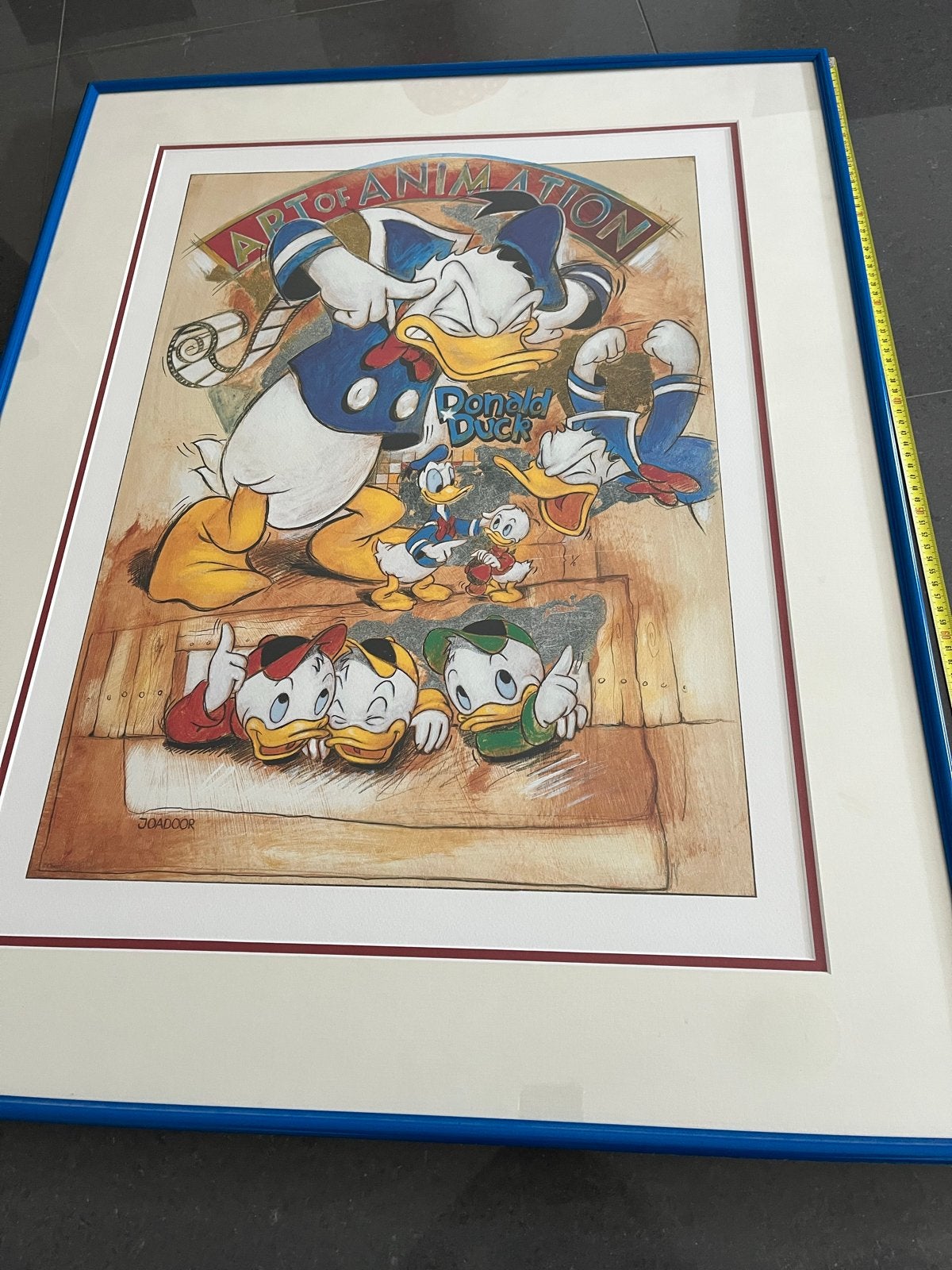 Donald Duck schilderij met Kwik, Kwek en Kwak - Joadoor, Ophalen, Papier/karton, Ingelijst, Stripfiguren/cartoons