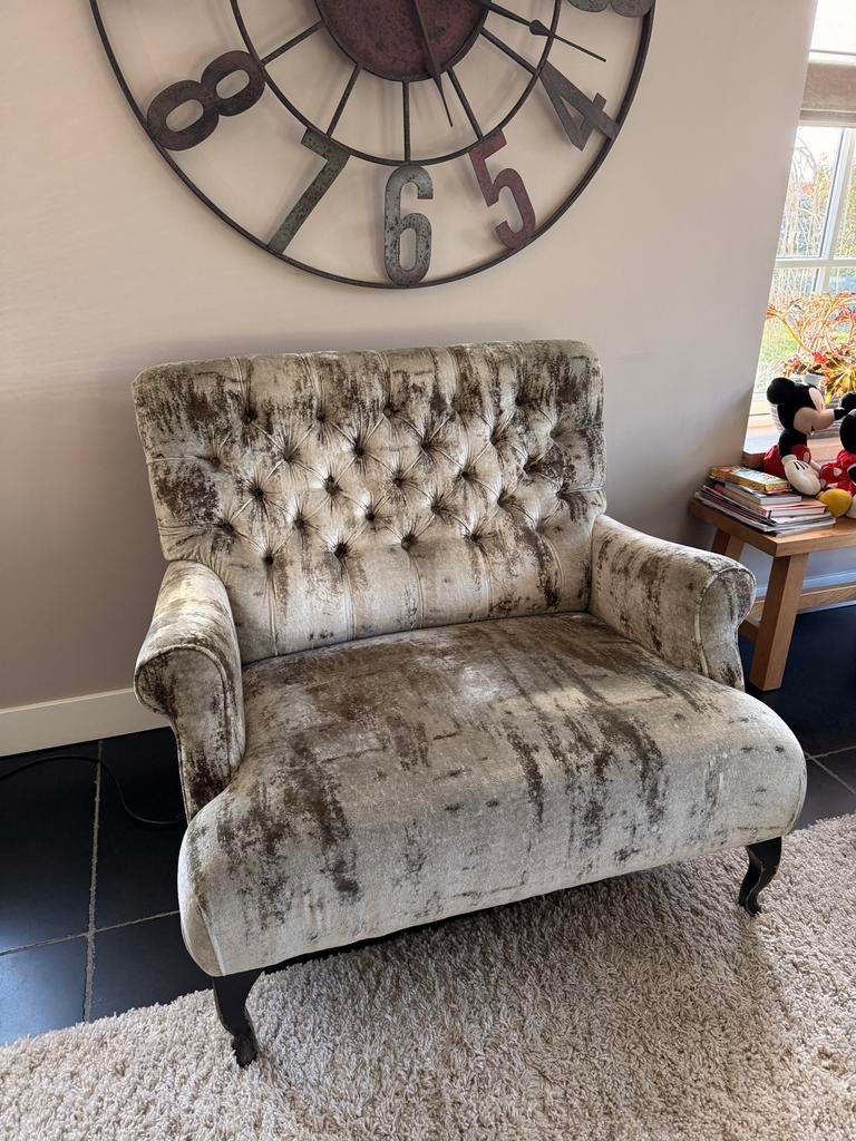 Taupe loveseat in perfecte conditie, Ophalen, Minder dan 75 cm, Tweepersoons, Zo goed als nieuw