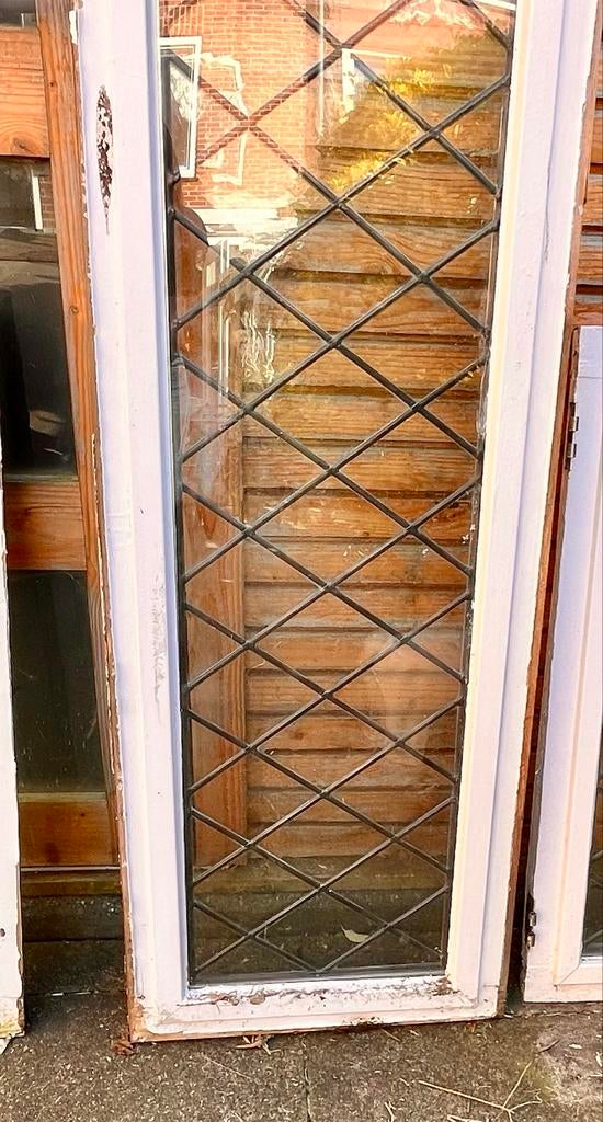 Glas-in-lood raam gezet in dubbel glas, Ophalen, Zo goed als nieuw