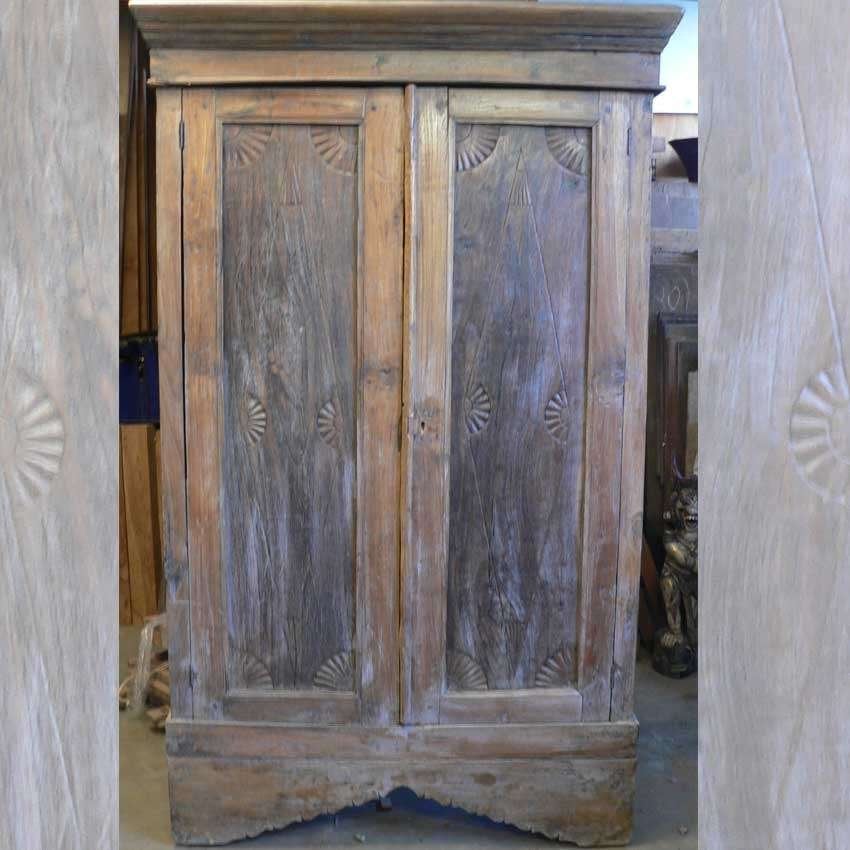 Antieke boeren kast KA4 landelijk oud teak hout Indonesie