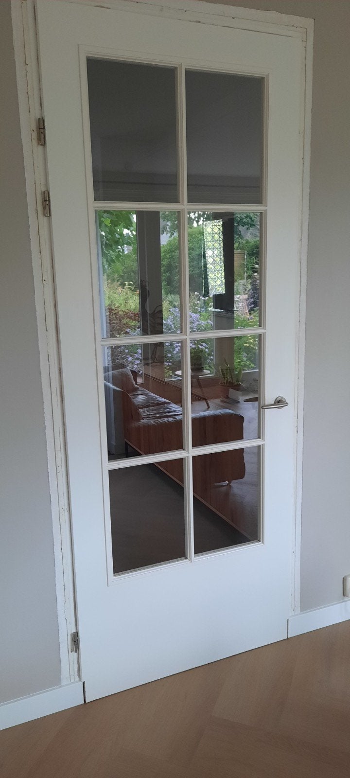 Svedex opdekdeur wit 220x88 cm met glas, Ophalen, Gebruikt, 80 tot 100 cm, 215 cm of meer