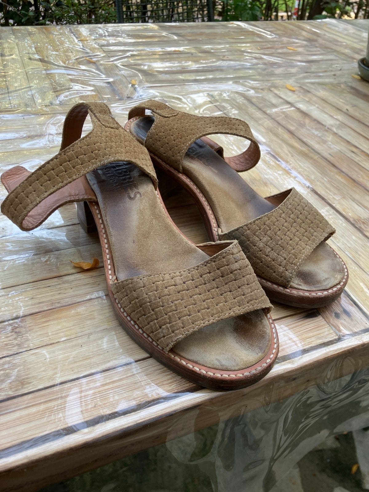 Bruine sandalen (Shabbies Amsterdam) met hak, Kleding | Dames, Ophalen, Gedragen, Bruin, Sandalen of Muiltjes