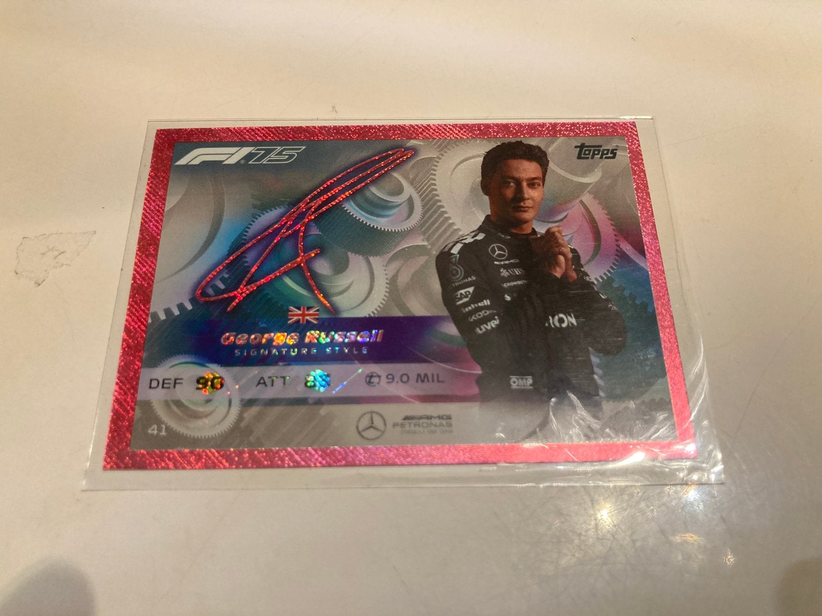 George russell turbo attax pink met handtekening, Verzamelen, Ophalen of Verzenden, Nieuw, Formule 1