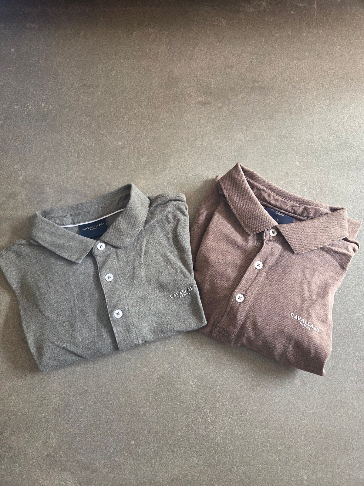 Twee Cavallaro katoenen polo's - Bruin en Groen maat L, Maat 52/54 (L), Bruin, Ophalen of Verzenden, Gedragen