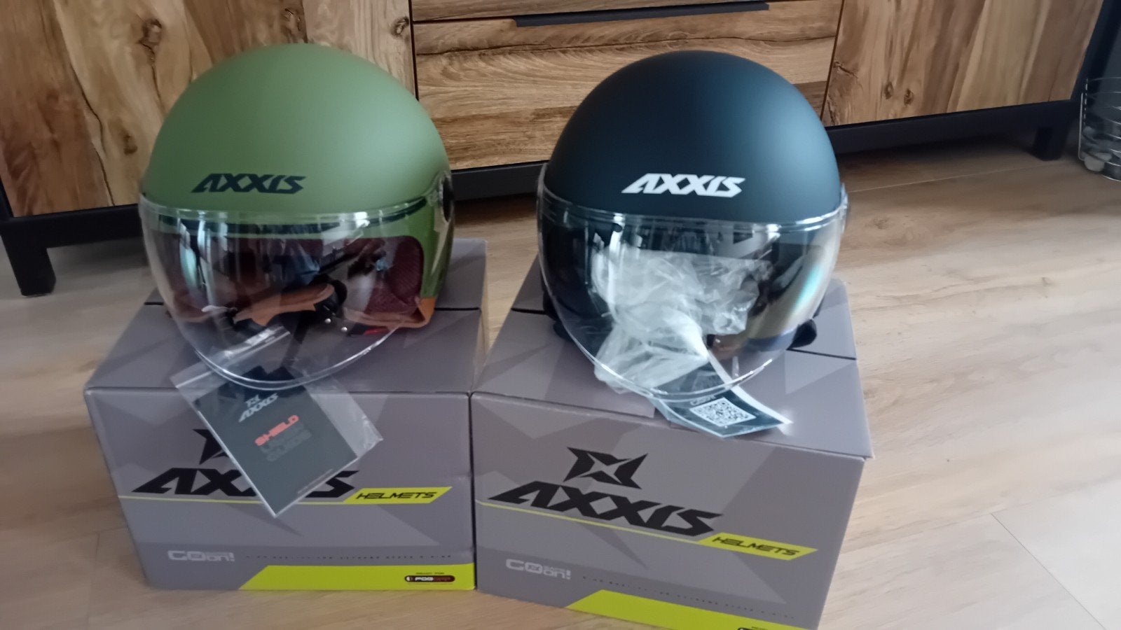 Nieuwe Axxis Cosi Jethelm - Mat Zwart en Mat Groen, Ophalen of Verzenden, Nieuw, Medium, Axxis