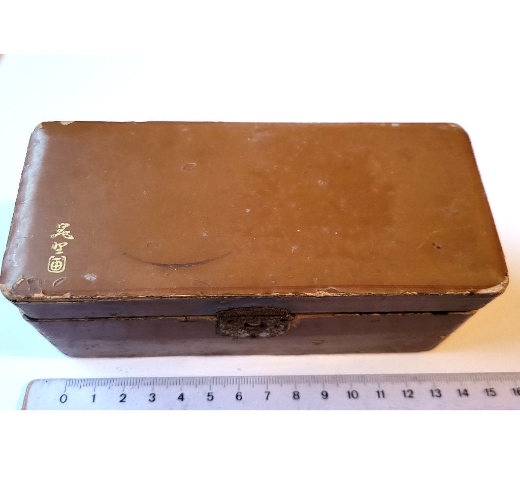 antieke houten kist doos, 14-6-6 cm ~Japanse Suzuribako, Ophalen of Verzenden, 50 tot 100 cm, Minder dan 50 cm