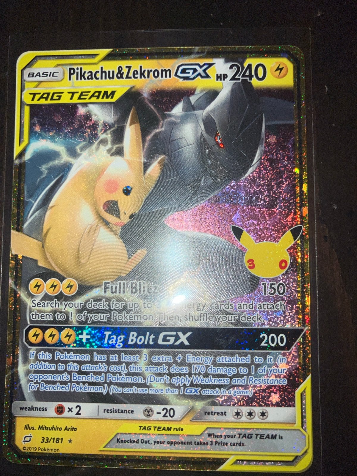 Pikachu & Zekrom GX 30th, Hobby en Vrije tijd, Ophalen of Verzenden, Nieuw, Losse kaart
