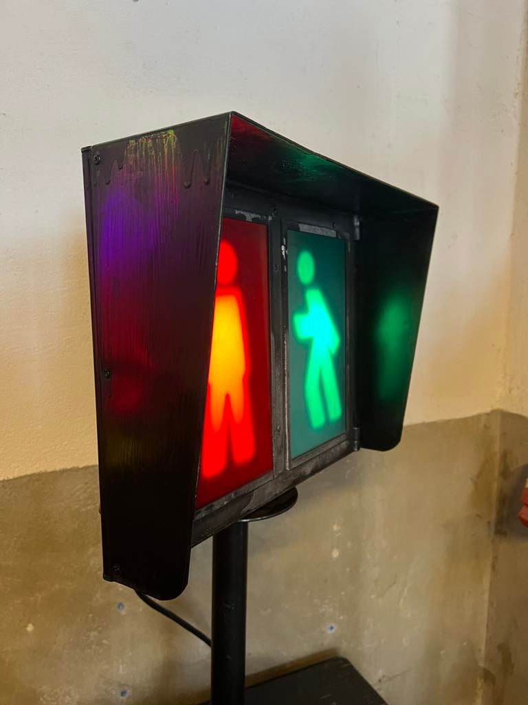 Oud Frans stoplicht, voetgangers metaal., Ophalen, Zo goed als nieuw, Nvt, Metaal