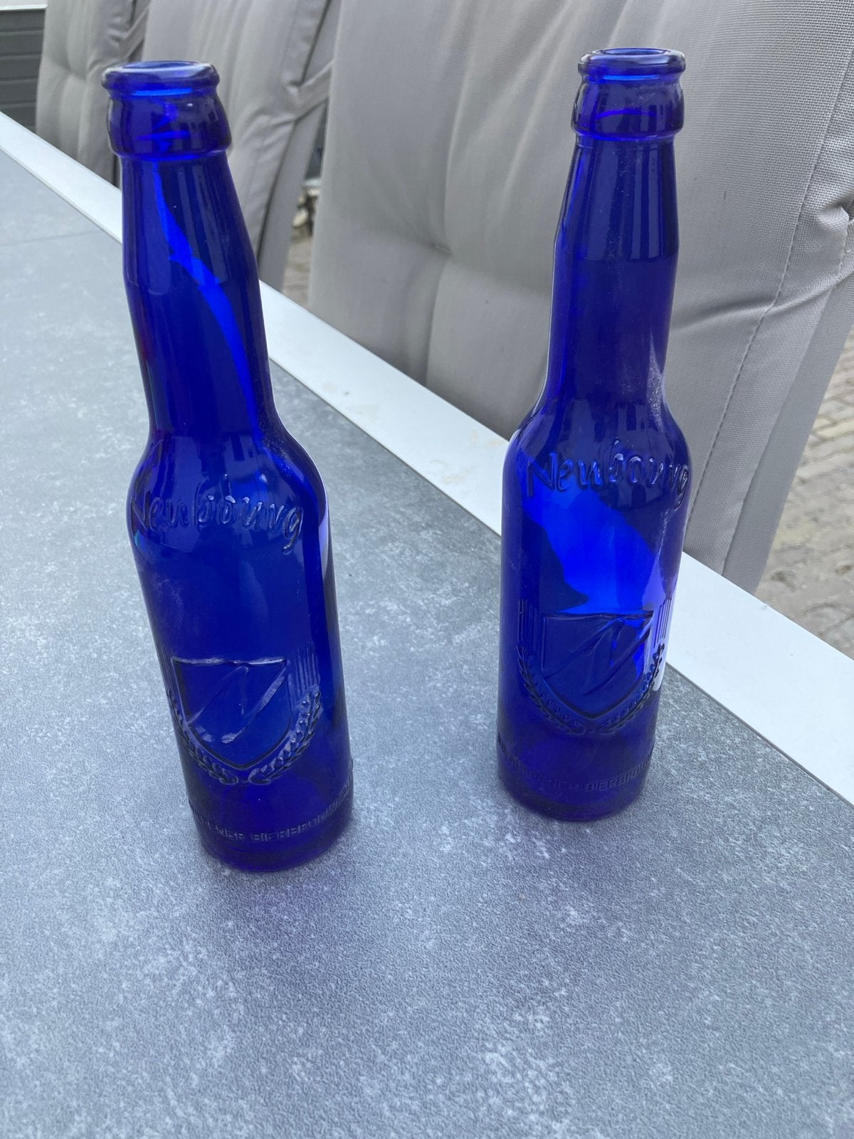 Neubourg blauwe bierflessen van de Gulpener, Ophalen of Verzenden