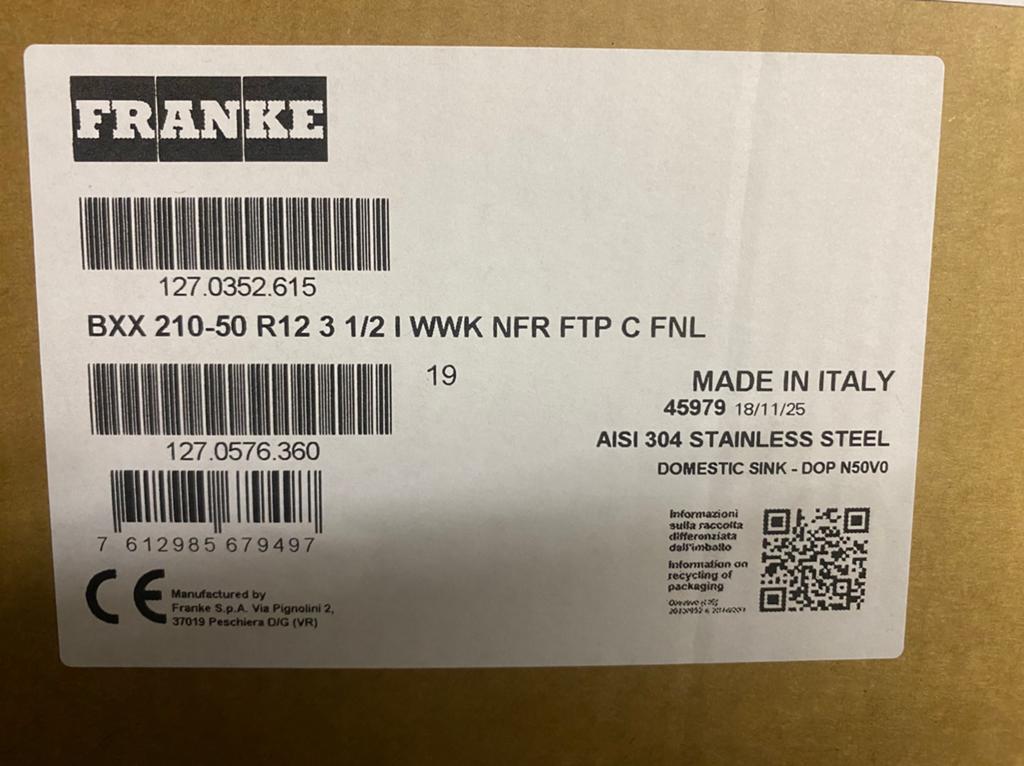 Rvs spoelbak franke bxx 210-50 nieuw 50x40, Ophalen of Verzenden, Nieuw