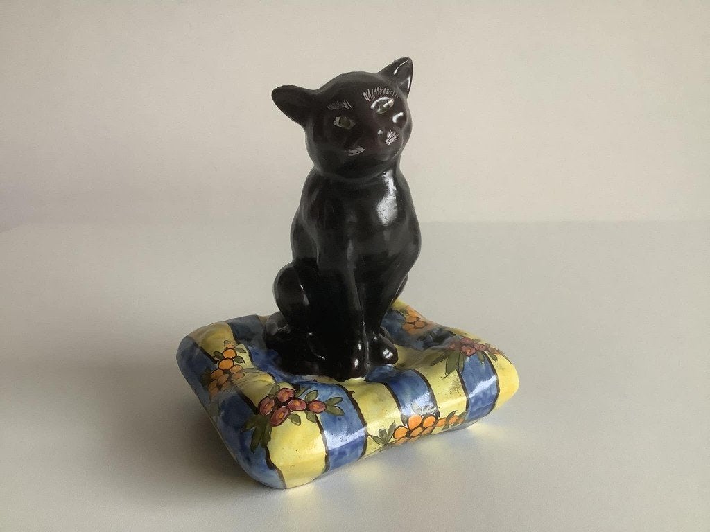 antieke: Kat op kussen – Chat sur Coussin, Antiek en Kunst, Ophalen of Verzenden