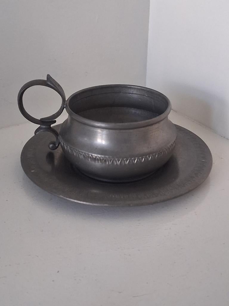 Vintage Italiaans Mokka-setje Tin - Peltro 95% Toskana -, Antiek en Kunst, Ophalen of Verzenden