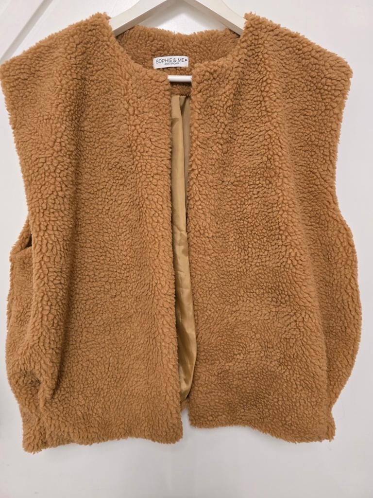 Sophie & Me Teddy Gilet - Maat M, Kleding | Dames, Bodywarmers, Maat 38/40 (M), Sophie & Me, Bruin, Ophalen of Verzenden