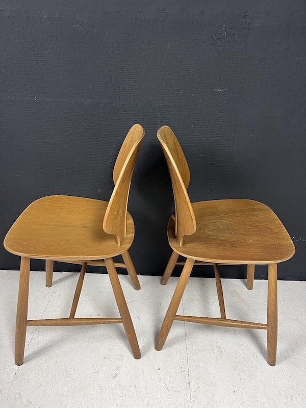 2 Deense vintage design eetkamerstoelen, Huis en Inrichting, Stoelen, Niet ingevuld, Gebruikt, Twee, Bruin