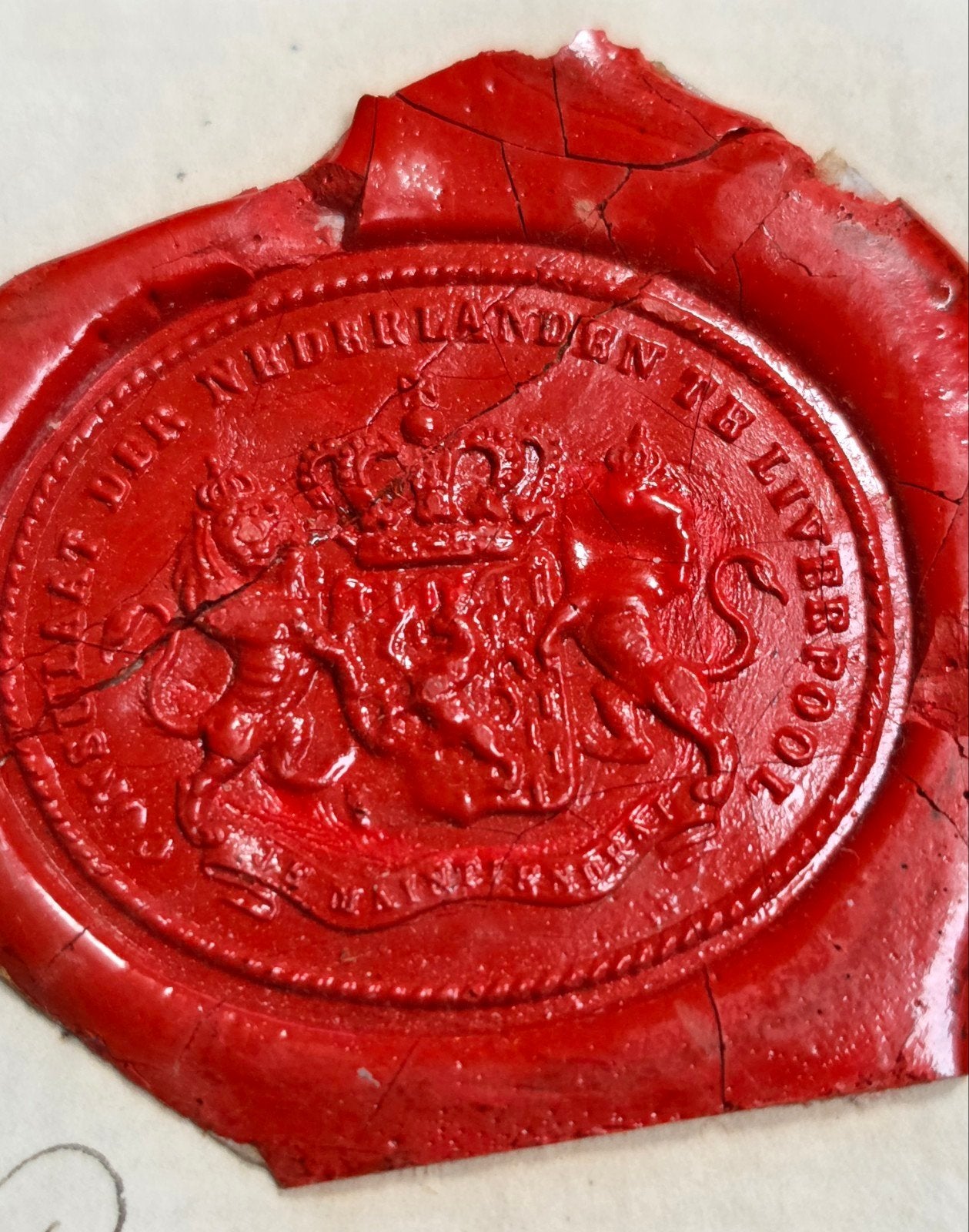 037) ORIGINELE LAKZEGEL CONSULAAT DER NEDERLANDEN LIVERPOOL, Verzenden, Overige thema's