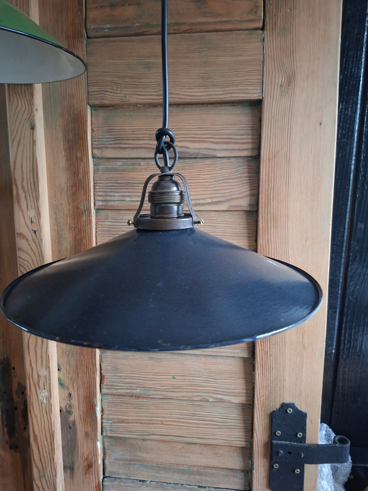 zwart / grijs emaille hanglamp , industriële lamp, Ophalen of Verzenden