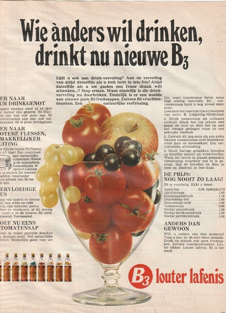 retro reclame 1968 B3 Bergen op zoom frisdrank sapjes, Verzenden, Overige typen