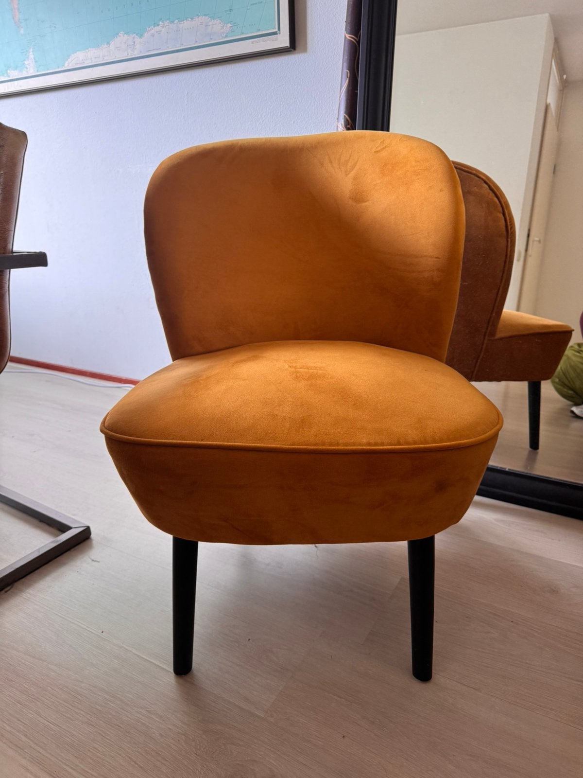 Okergele fautuil, Huis en Inrichting, Fauteuils, Ophalen, Zo goed als nieuw, 75 tot 100 cm, 50 tot 75 cm