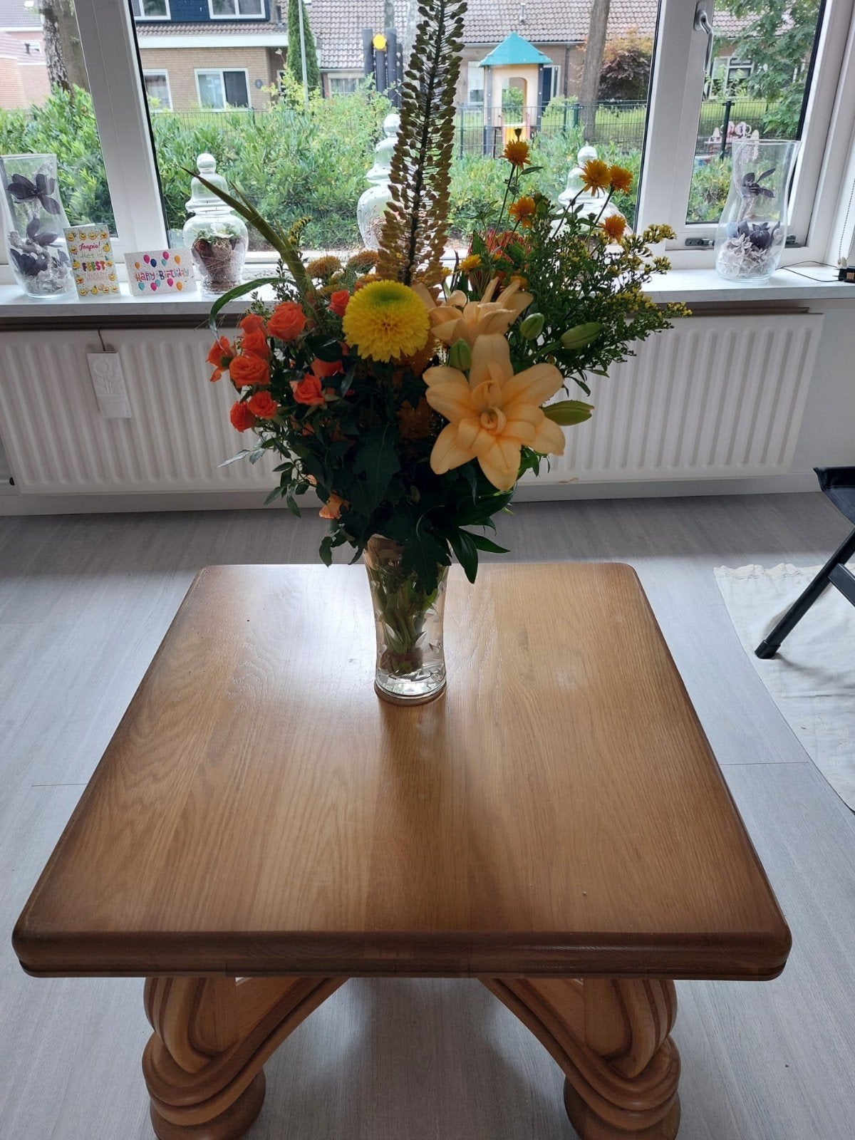 Blank patine eiken salin tafel, Huis en Inrichting, Ophalen, Gebruikt, 50 tot 100 cm, 50 tot 100 cm