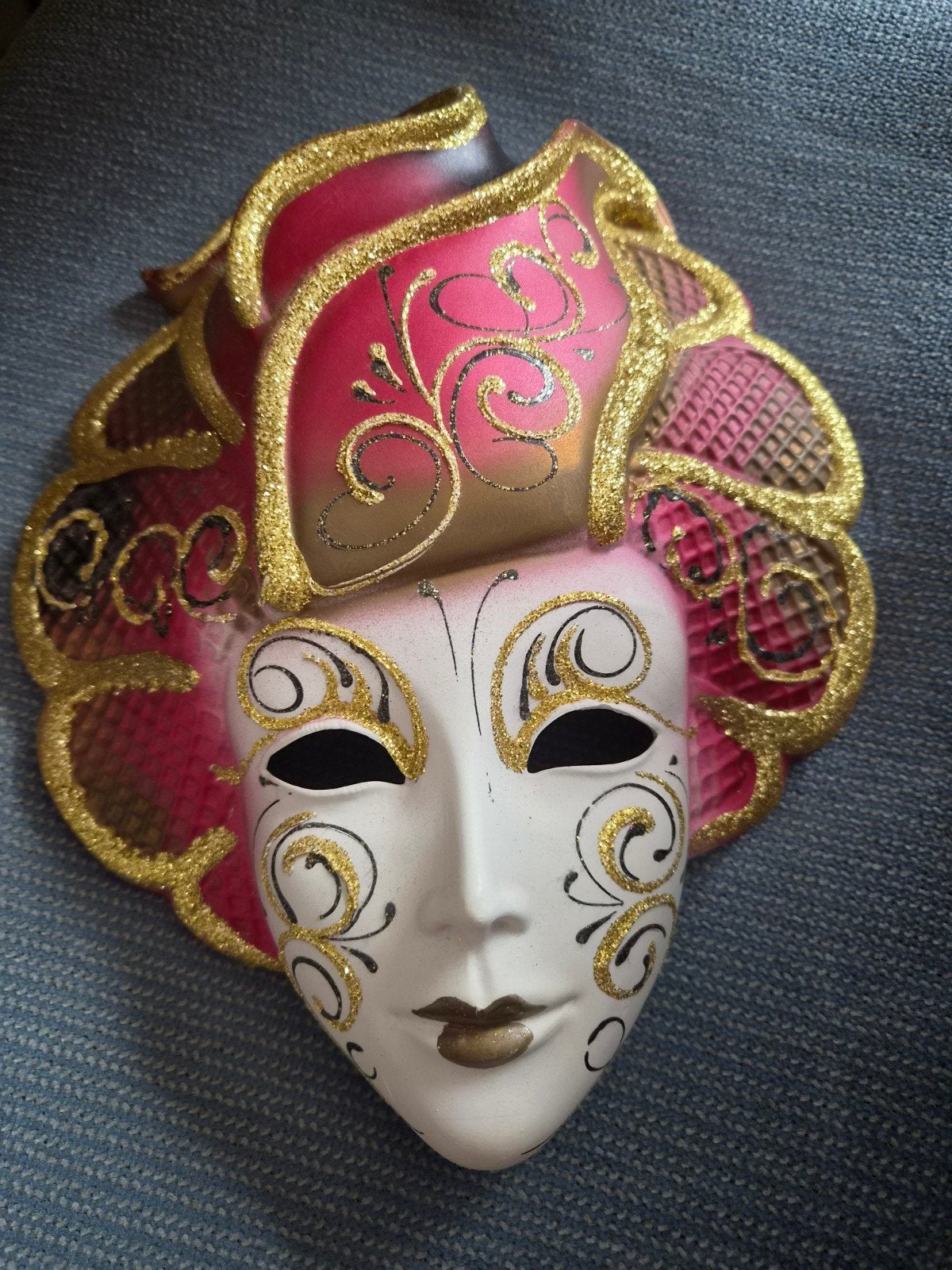 Venetiaans masker La Maschera del Galeone, handgemaakt, Meerkleurig, Ophalen of Verzenden, Zo goed als nieuw, Overige materialen