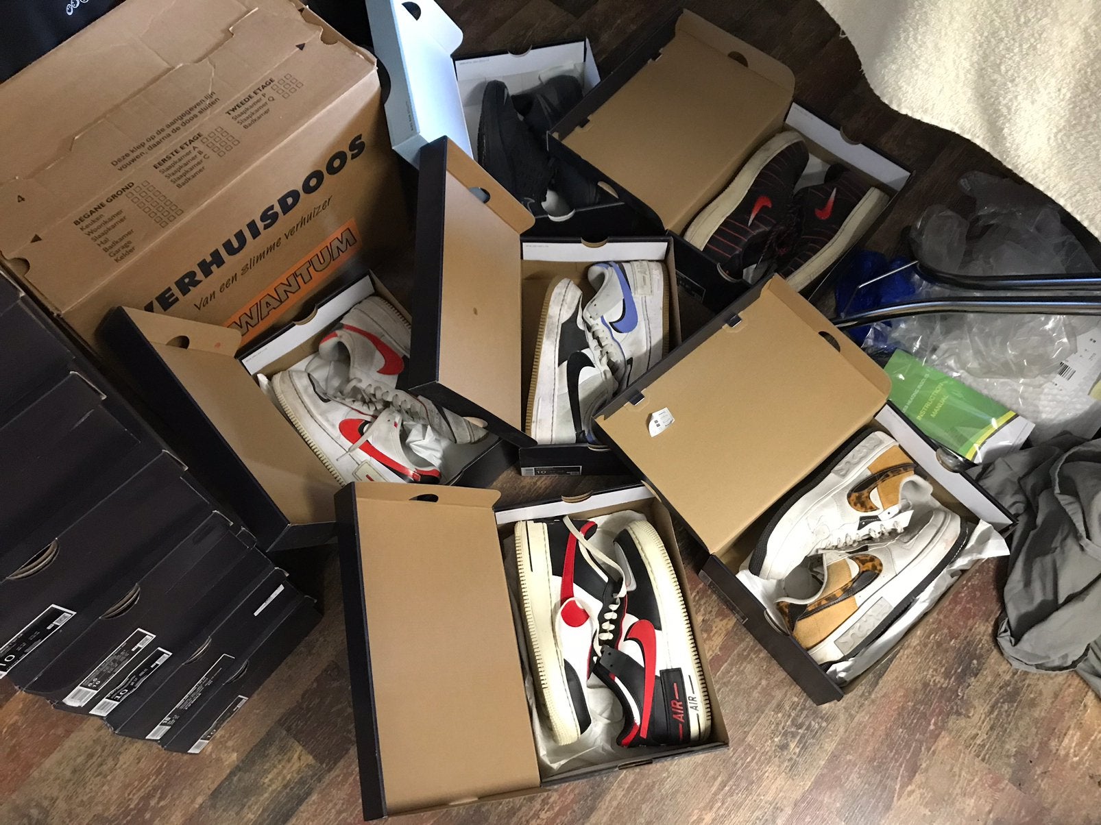 6 paar orginele nike air force 1 sneakers 42  leder gebruikt, Nike, Ophalen of Verzenden, Sneakers of Gympen, Gedragen