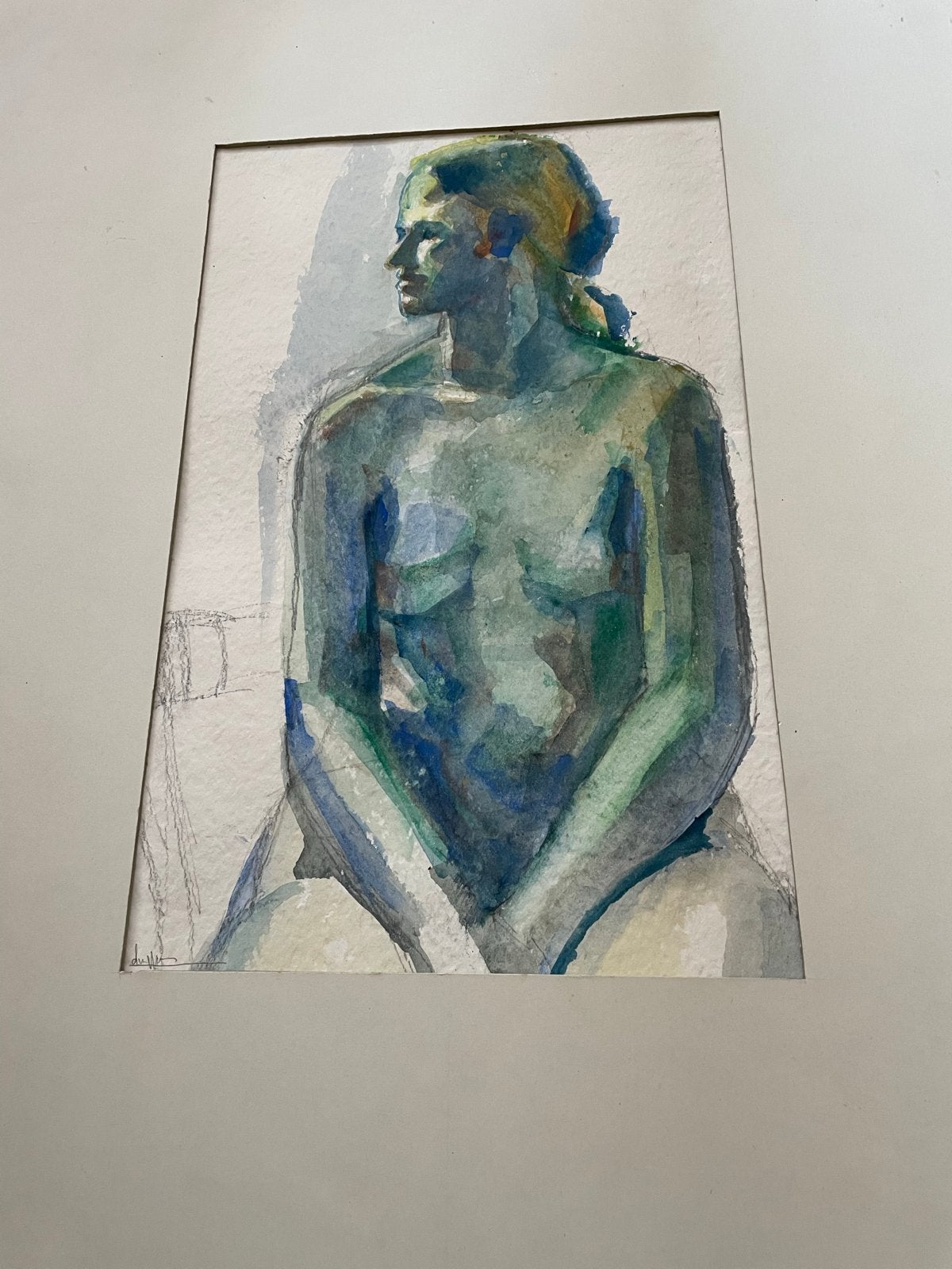 Hans Dingman - Zittend naakt, Ophalen of Verzenden, Tekening, Aquarel, Gesigneerd
